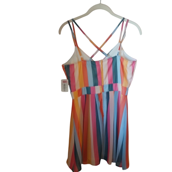 Midnight Doll Multi Color Strpe Dress With Adjustable Straps Size 7 - Picture 2 of 10